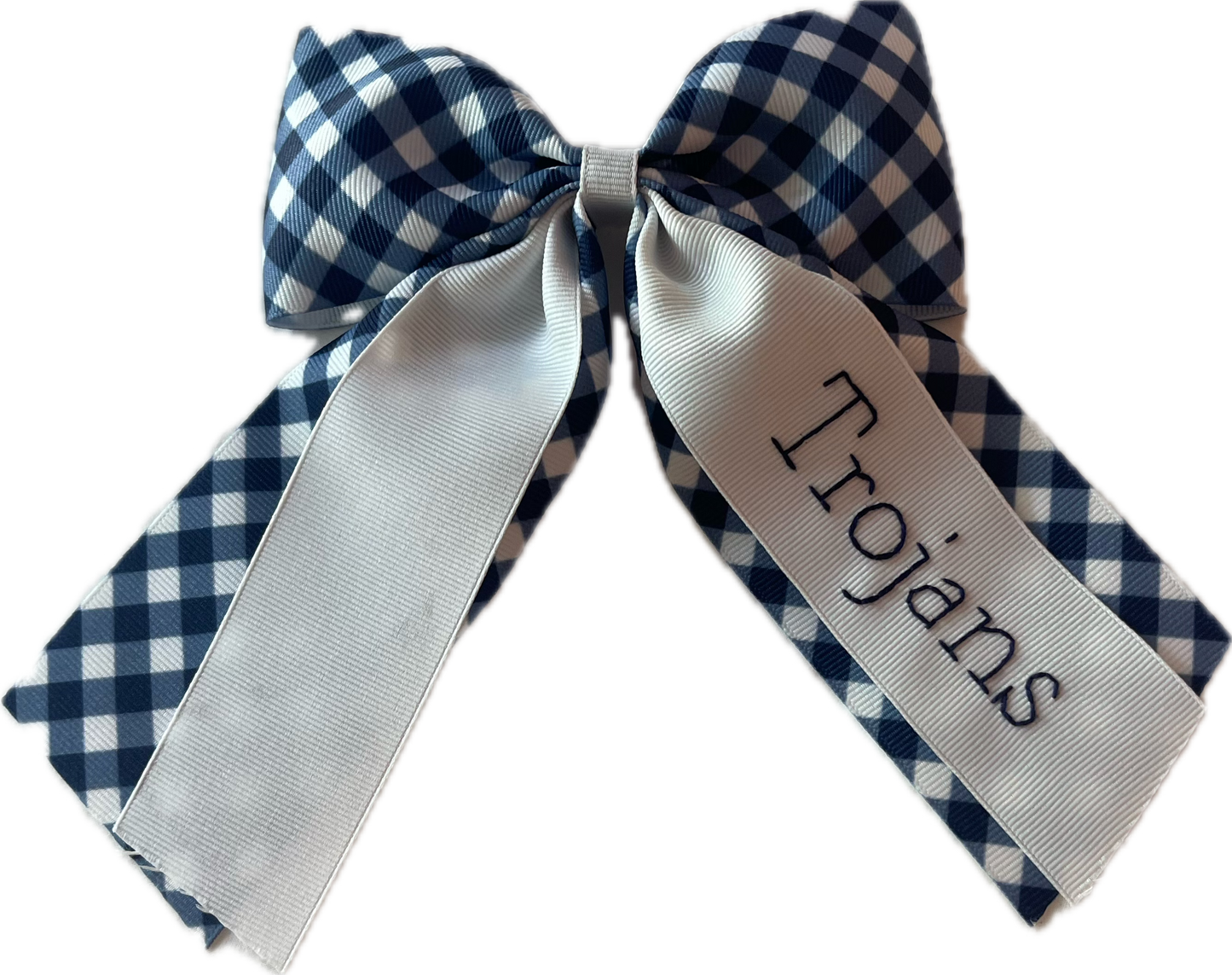 Layered Gingham Trojans Bow