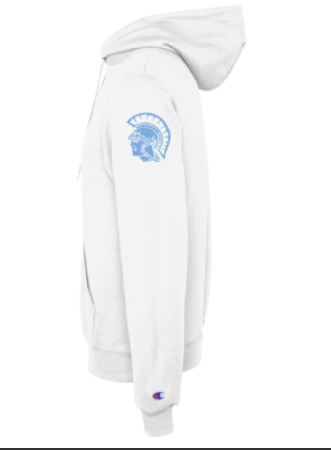 Adult Champion Trojans White Hoodie with Sleeve Detail