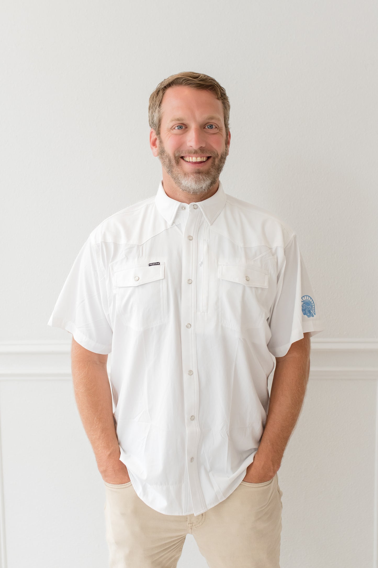 White Poncho Pearl Snap Shirt