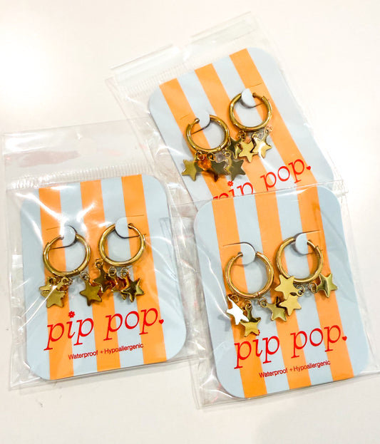 Triple Star Hoop Earrings