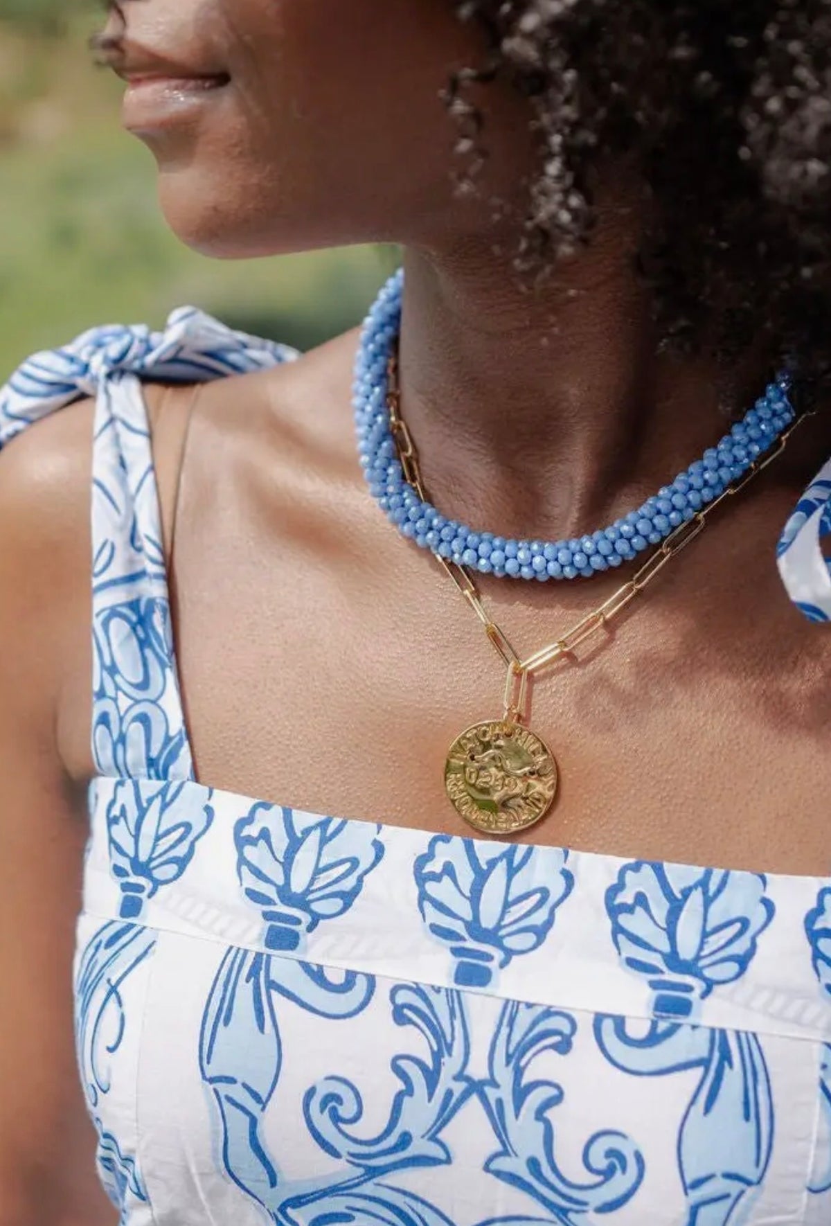 Light Blue Beaded Necklace