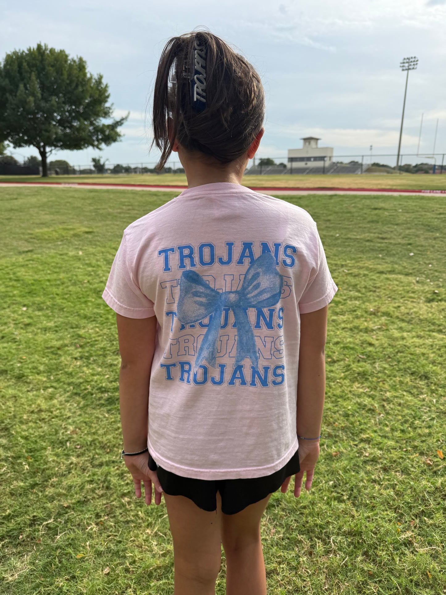Trojans Light Pink Bow Tee