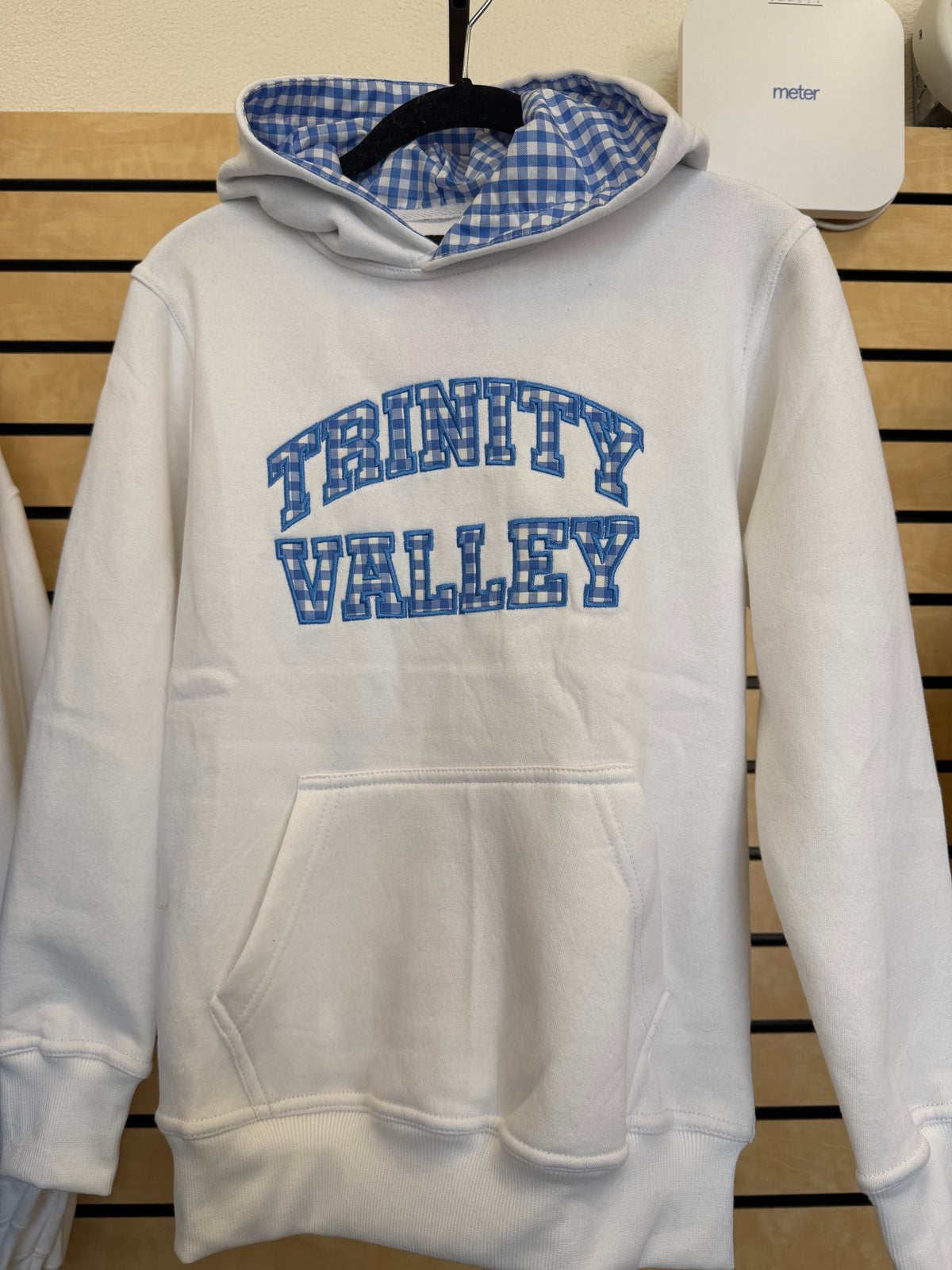 White Gingham Hoodie Sweatshirt