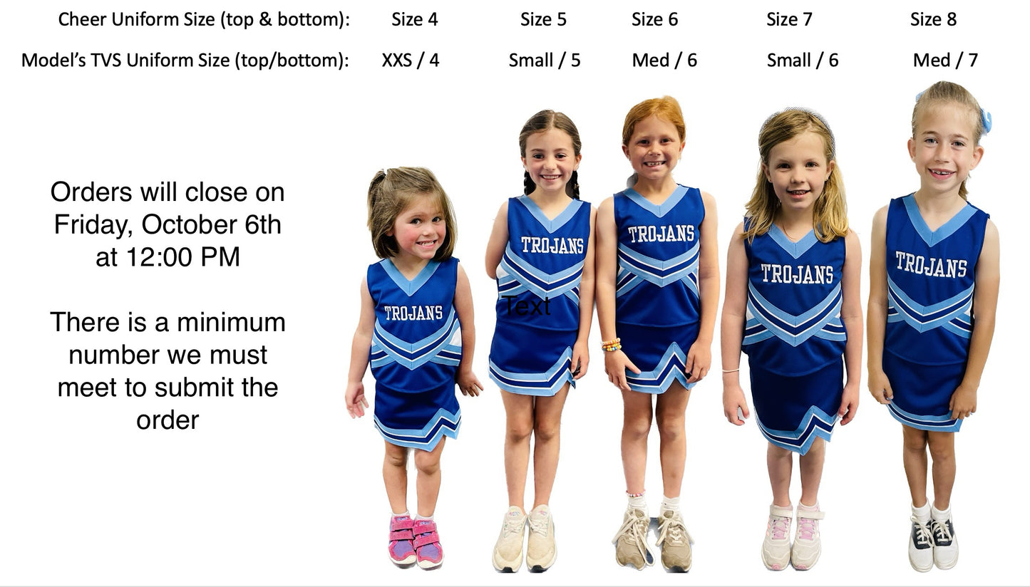 PREORDER Cheer Uniform Sizes 4 - 12
