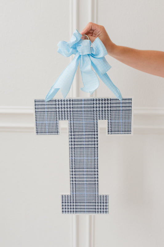 Block T Plaid Door Hanger