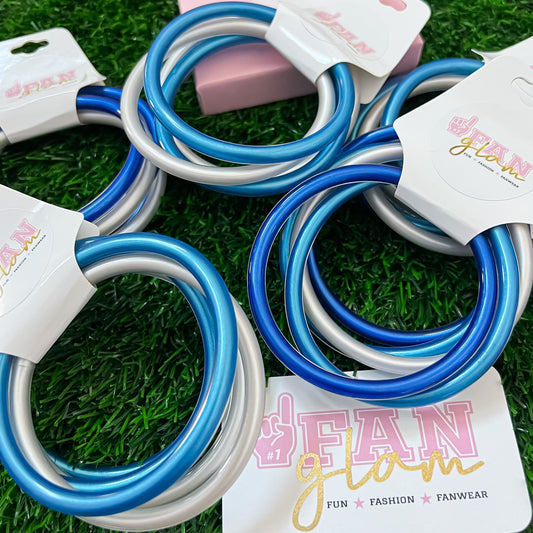 All Weather Jelly Bangles - Light Blue and White
